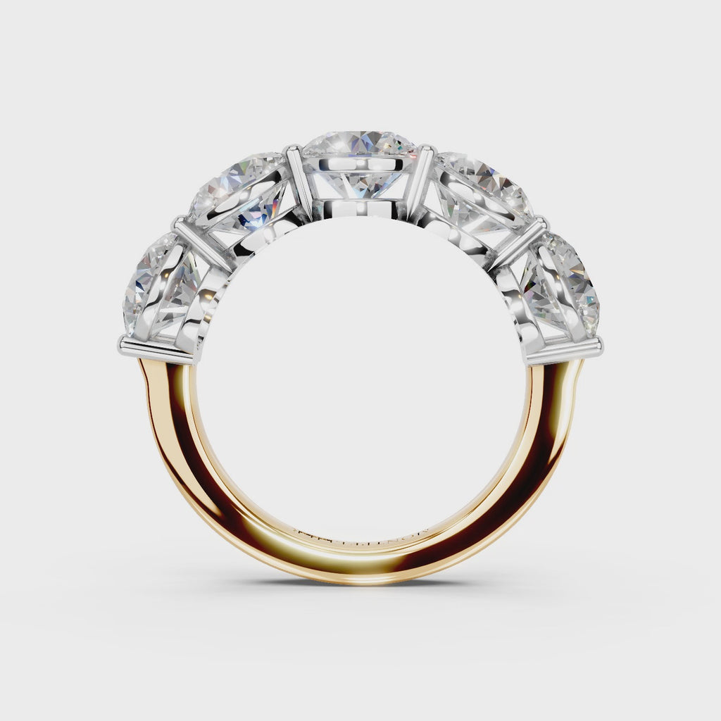 5.00ct Lab Grown 5 Stone Round Diamond Ring Platinum or 18ct Gold - The Montpellier Classic 5 Stone Ring