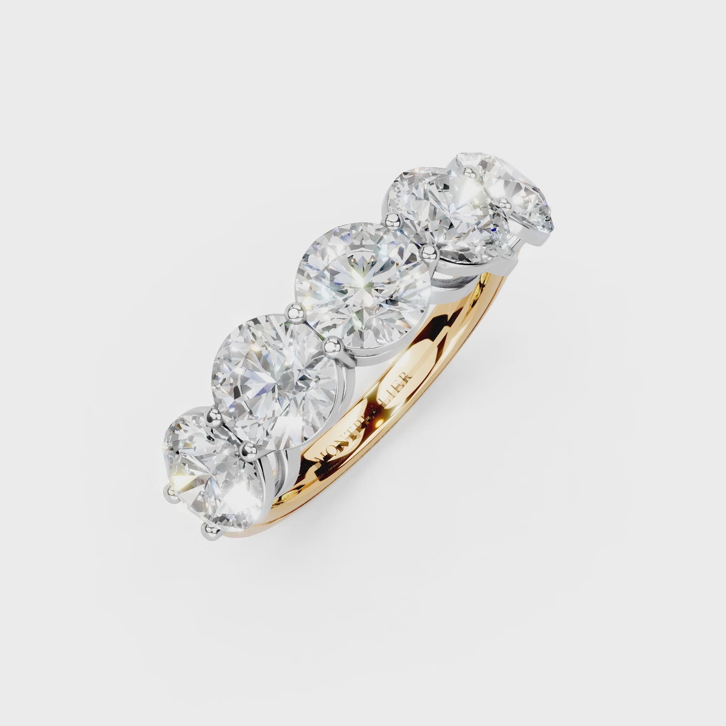 3.50ct Lab Grown 5 Stone Round Diamond Ring Platinum or 18ct Gold - The Montpellier Classic 5 Stone Ring