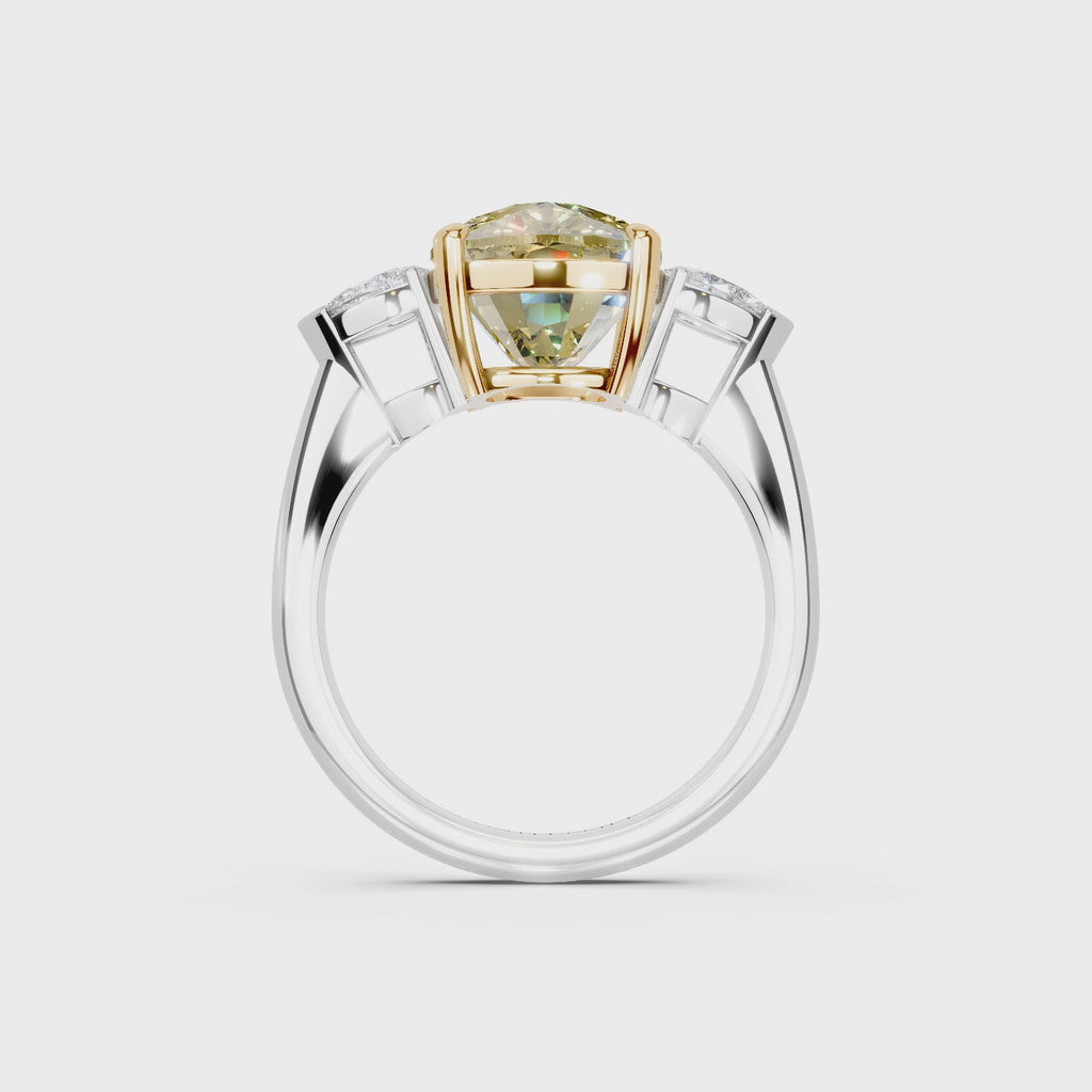 GIA 4.52ct Cushion Cut Fancy Intense Yellow Diamond Ring