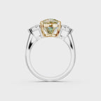 GIA 4.52ct Cushion Cut Fancy Intense Yellow Diamond Ring
