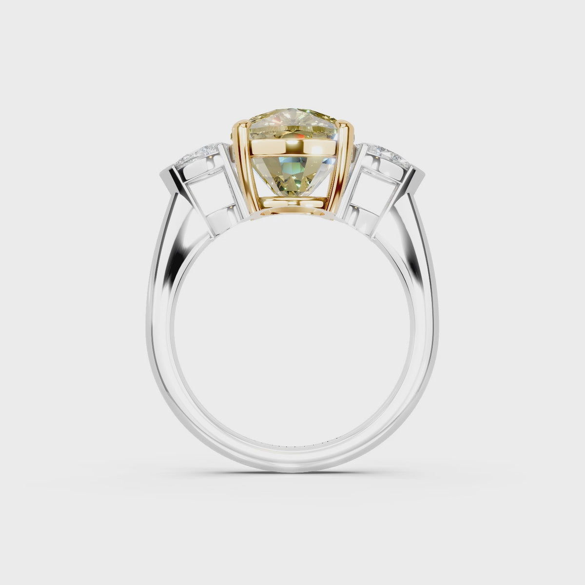 GIA 4.52ct Cushion Cut Fancy Intense Yellow Diamond Ring