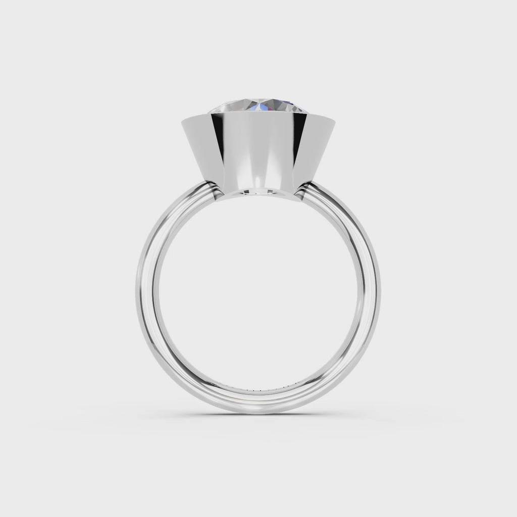 IGI 5.00ct Lab Grown Round Bezel Set Diamond Solitaire Engagement Ring Platinum or 18ct Gold