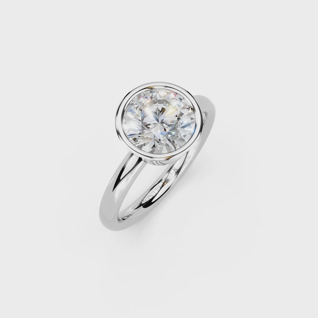 IGI 2.00ct Lab Grown Round Bezel Set Diamond Solitaire Engagement Ring Platinum or 18ct Gold