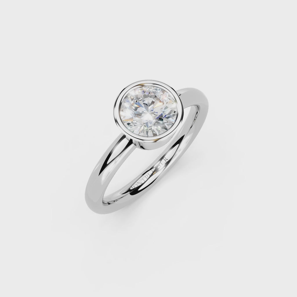 IGI 1.00ct Lab Grown Round Bezel Set Diamond Solitaire Engagement Ring Platinum or 18ct Gold