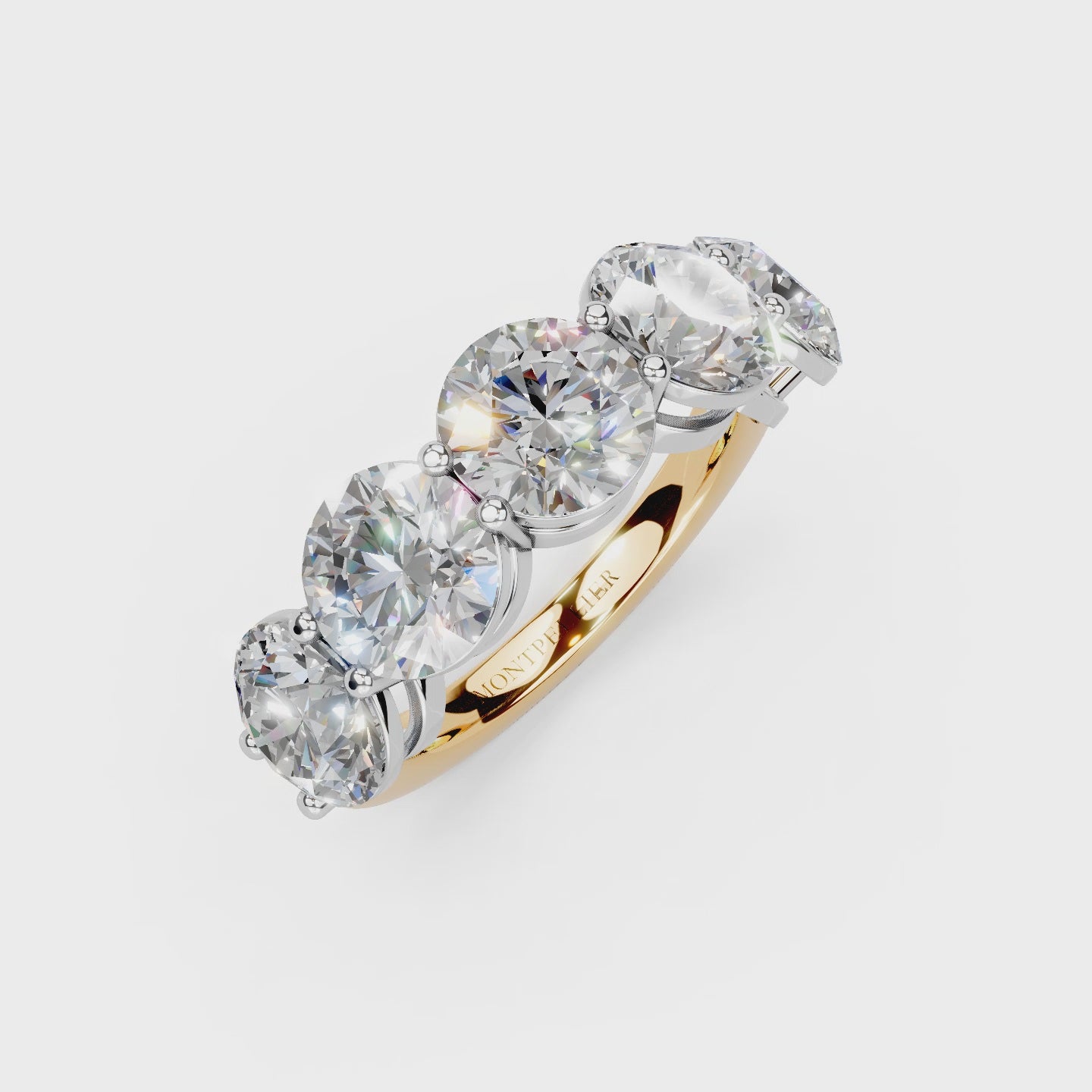 5.00ct Lab Grown 5 Stone Round Diamond Ring Platinum or 18ct Gold - The Montpellier Classic 5 Stone Ring
