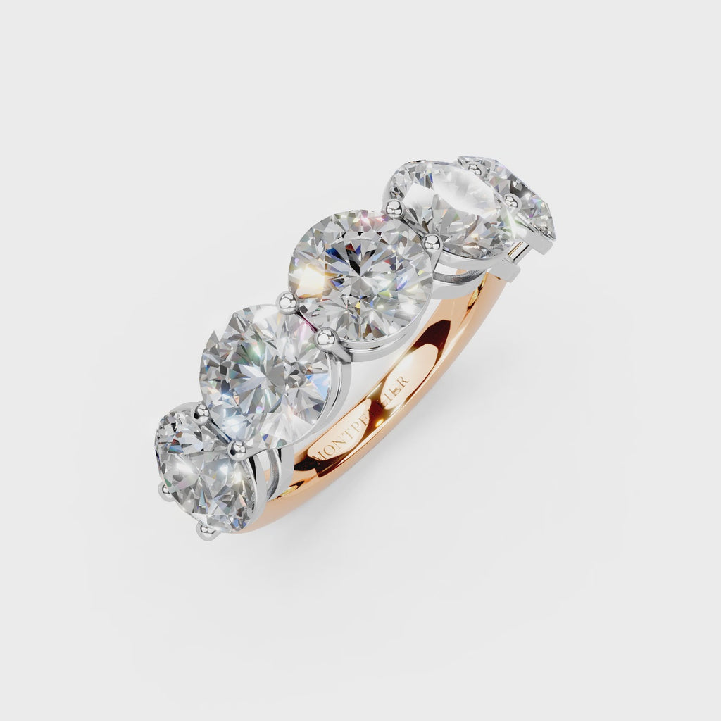 5.00ct Lab Grown 5 Stone Round Diamond Ring Platinum or 18ct Gold - The Montpellier Classic 5 Stone Ring
