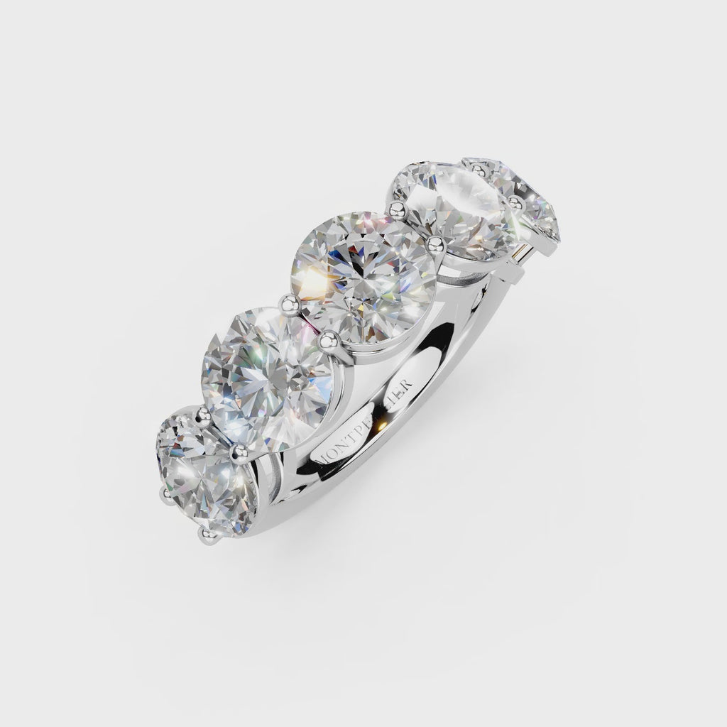 5.00ct Lab Grown 5 Stone Round Diamond Ring Platinum or 18ct Gold - The Montpellier Classic 5 Stone Ring