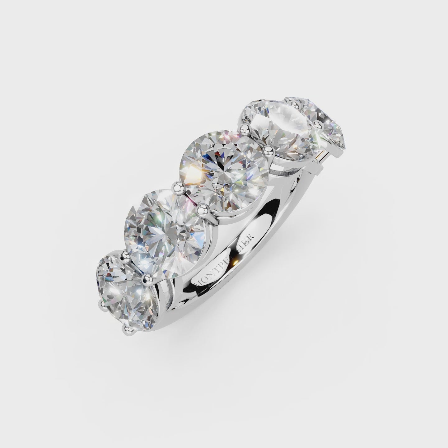 5.00ct Lab Grown 5 Stone Round Diamond Ring Platinum or 18ct Gold - The Montpellier Classic 5 Stone Ring