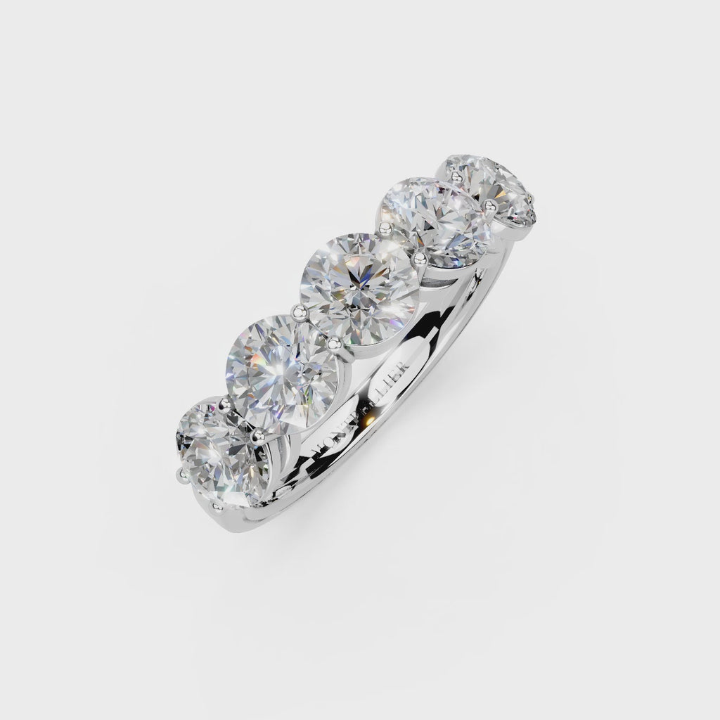 2.50ct Lab Grown 5 Stone Round Diamond Ring Platinum or 18ct Gold - The Montpellier Classic 5 Stone Ring