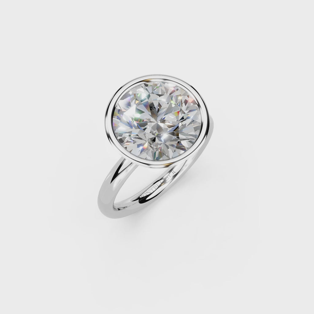 IGI 5.00ct Lab Grown Round Bezel Set Diamond Solitaire Engagement Ring Platinum or 18ct Gold