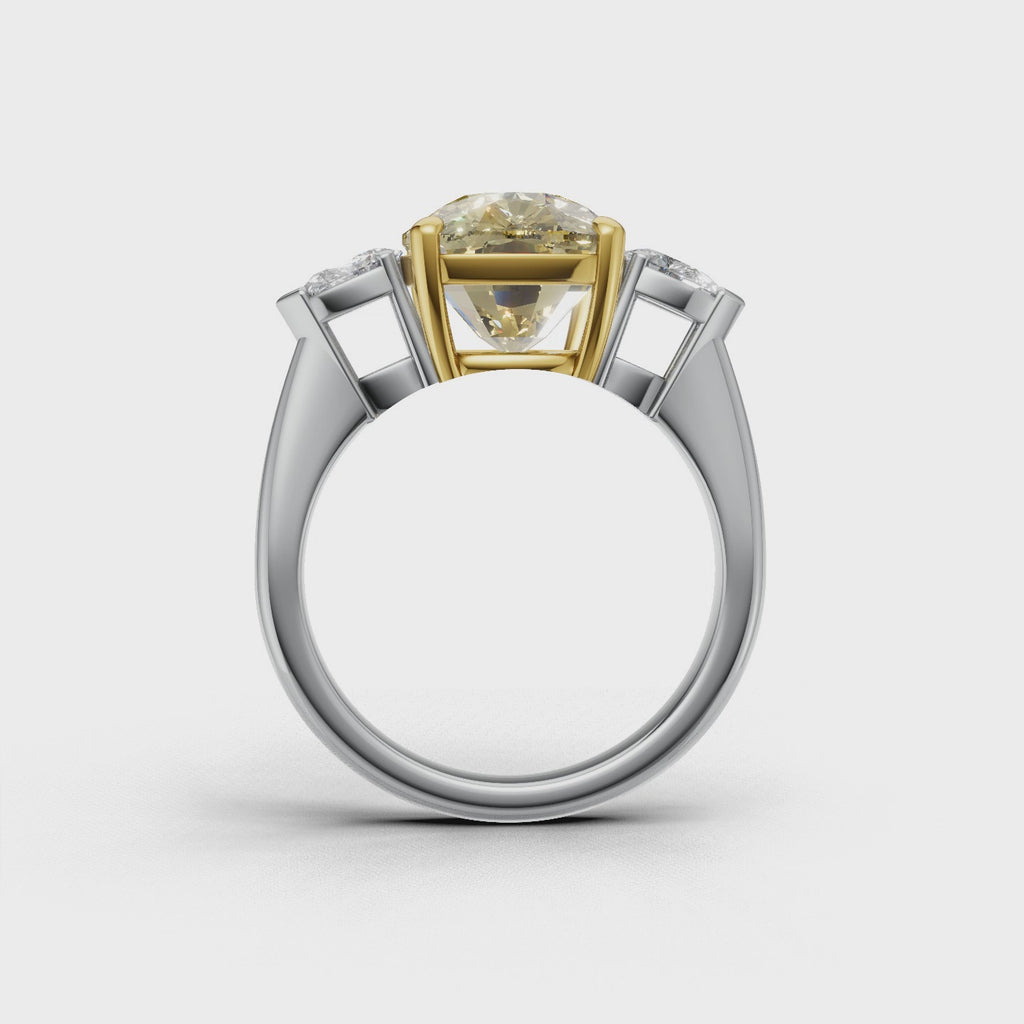 GIA 4.52ct Cushion Cut Fancy Intense Yellow Diamond Ring