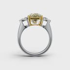 GIA 4.52ct Cushion Cut Fancy Intense Yellow Diamond Ring