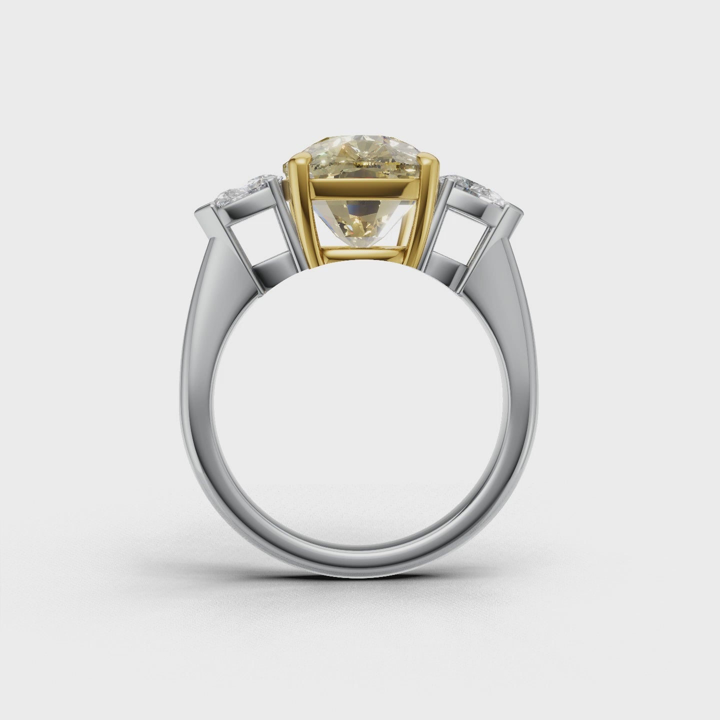 GIA 4.52ct Cushion Cut Fancy Intense Yellow Diamond Ring