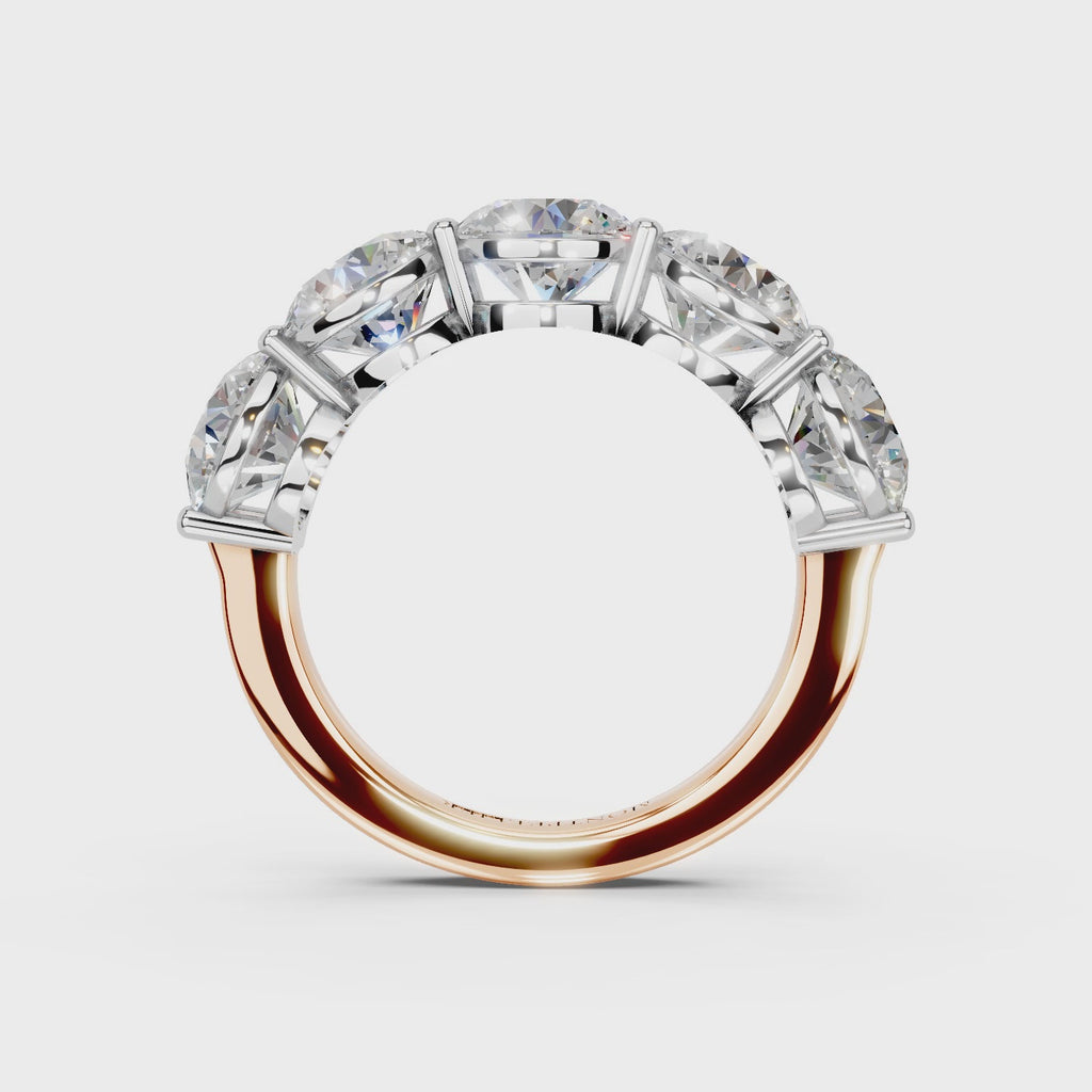 5.00ct Lab Grown 5 Stone Round Diamond Ring Platinum or 18ct Gold - The Montpellier Classic 5 Stone Ring