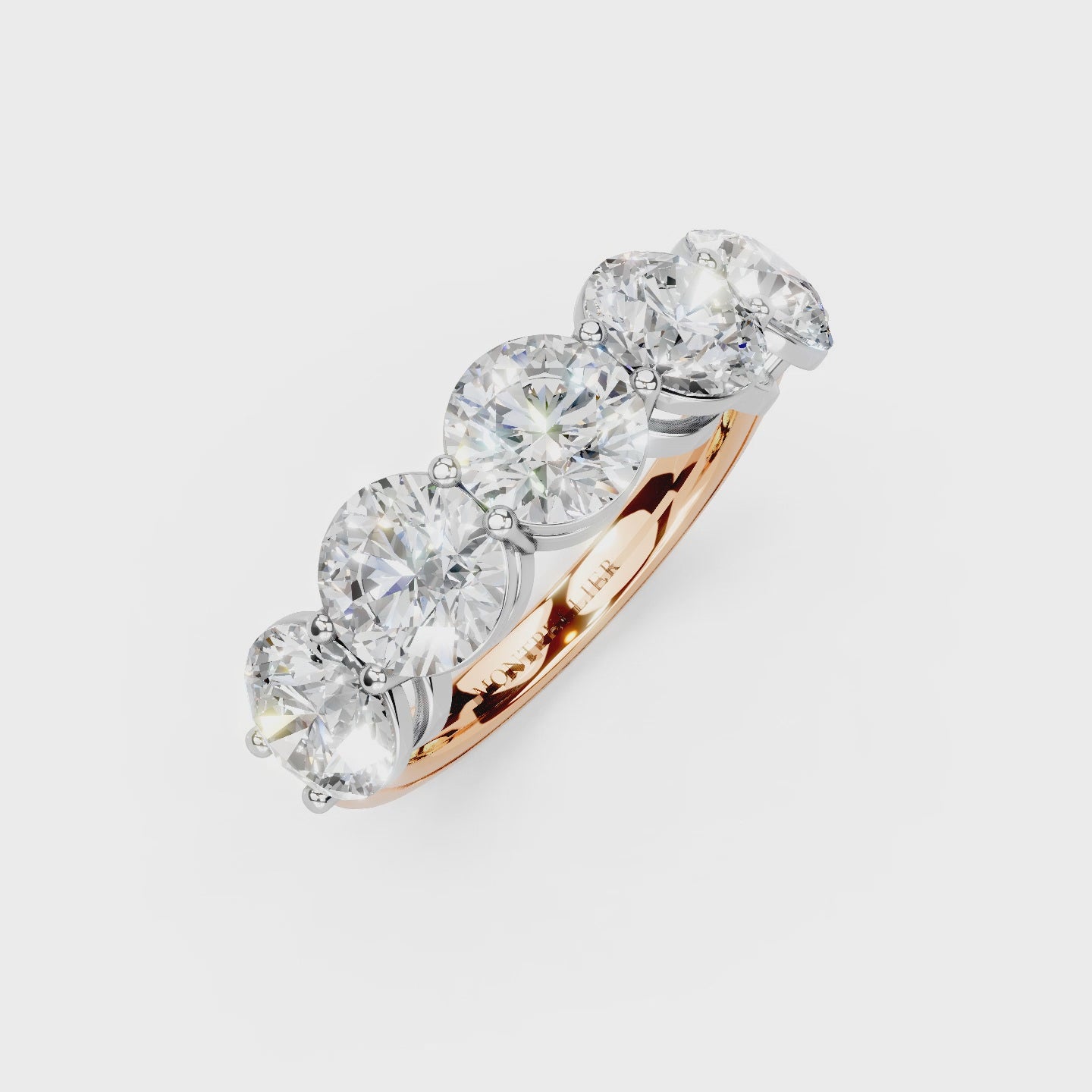 3.50ct Lab Grown 5 Stone Round Diamond Ring Platinum or 18ct Gold - The Montpellier Classic 5 Stone Ring