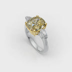 GIA 4.52ct Cushion Cut Fancy Intense Yellow Diamond Ring