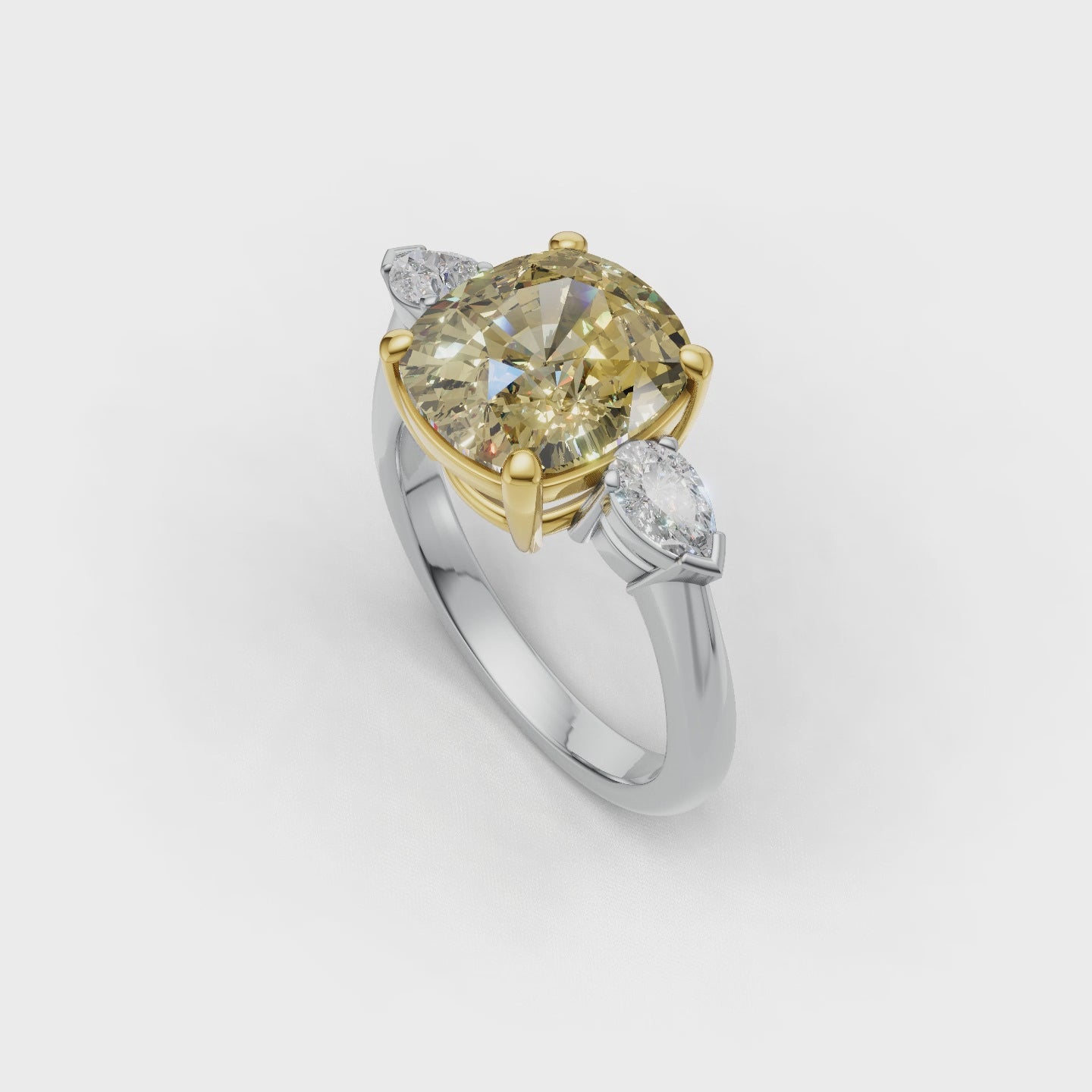 GIA 4.52ct Cushion Cut Fancy Intense Yellow Diamond Ring