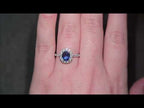 Oval Cut Sapphire & Diamond Cluster Ring with Diamond Shoulders Set in 18ct White Gold