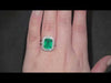 3.86ct Emerald and Diamond Cluster Ring with Diamond Shoulders Set in Platinum