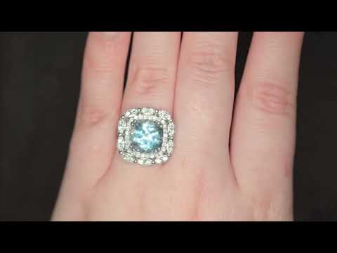 3.70ct Aquamarine & Diamond Ring Set in Platinum