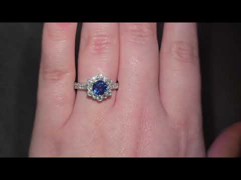 Sapphire & Diamond Fancy Halo Ring Set in Platinum