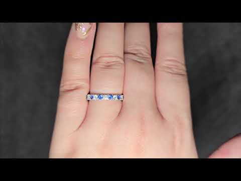Diamond & Sapphire Claw Set Half Eternity Ring Set in Platinum