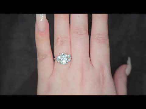 IGI 3.03ct D/VS2 Oval Shape LAB Diamond Ring with Half Moon Side Stones Set in Platinum