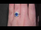 Sapphire & Diamond Fancy Halo Ring Set in Platinum