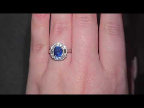 Sapphire & Diamond Fancy Halo Ring Set in Platinum