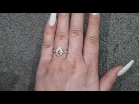 GIA 0.29ct Fancy Purplish Pink Pear Cut Diamond Halo Ring Set in 18ct White Gold