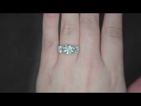 3.51ct F/VS1 Round Brilliant Cut LAB Diamond 3 Stone Ring Set in White Gold