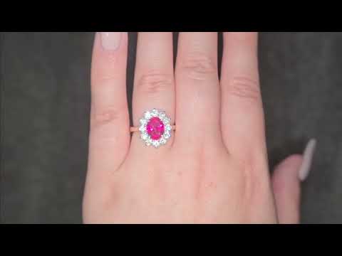 2.33ct LAB Ruby & LAB Diamond Cluster Ring set in 9ct Gold