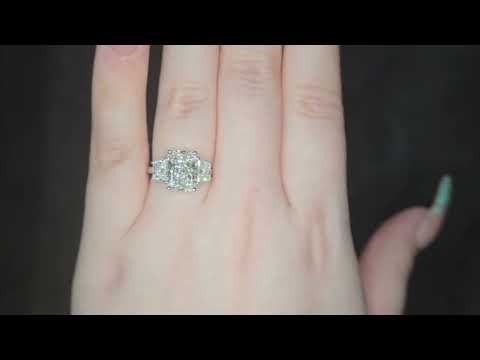 IGI 3.00ct D/VS2 Radiant Cut LAB Diamond Ring with Trapezoid Side Stones Set in Platinum