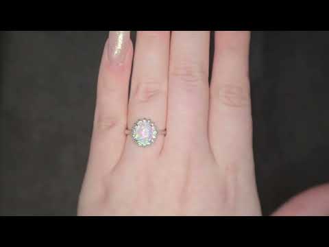 0.87ct Opal & Diamond Cluster Ring set in Platinum