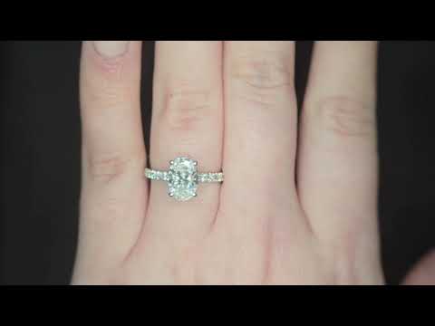 IGI 1.58ct D/VS2 Oval Shape LAB Diamond Ring with Diamond Shoulders set in Platinum
