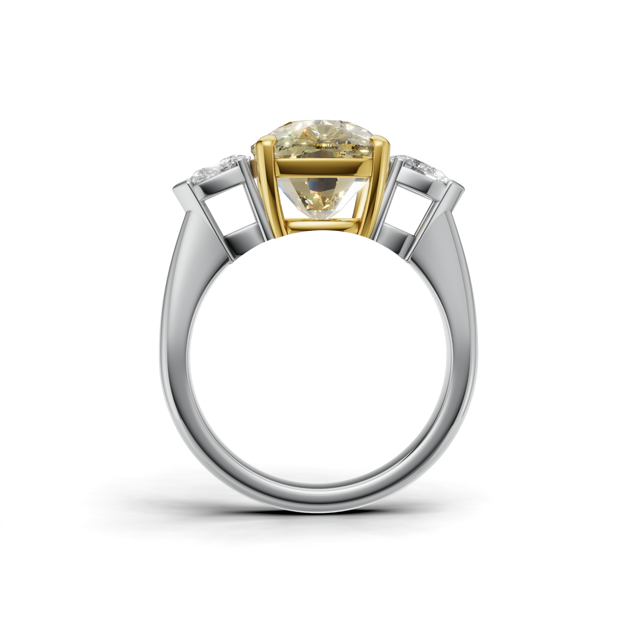 GIA 4.52ct Cushion Cut Fancy Intense Yellow Diamond Ring