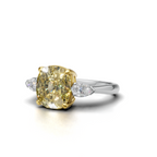 GIA 4.52ct Cushion Cut Fancy Intense Yellow Diamond Ring