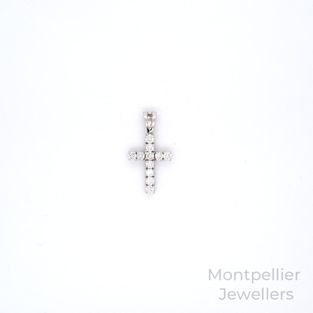 18ct White Gold 0.50ct Diamond Cross Pendant