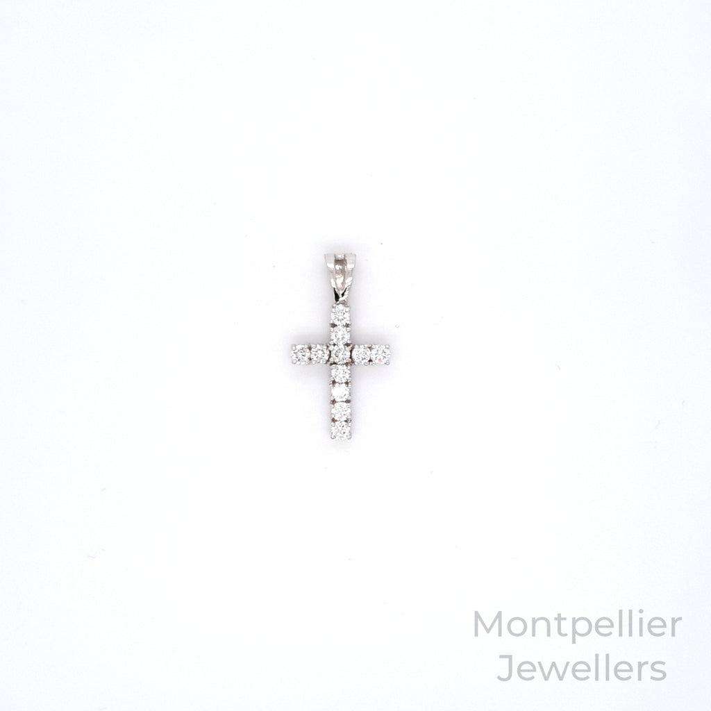 18ct White Gold 0.50ct Diamond Cross Pendant