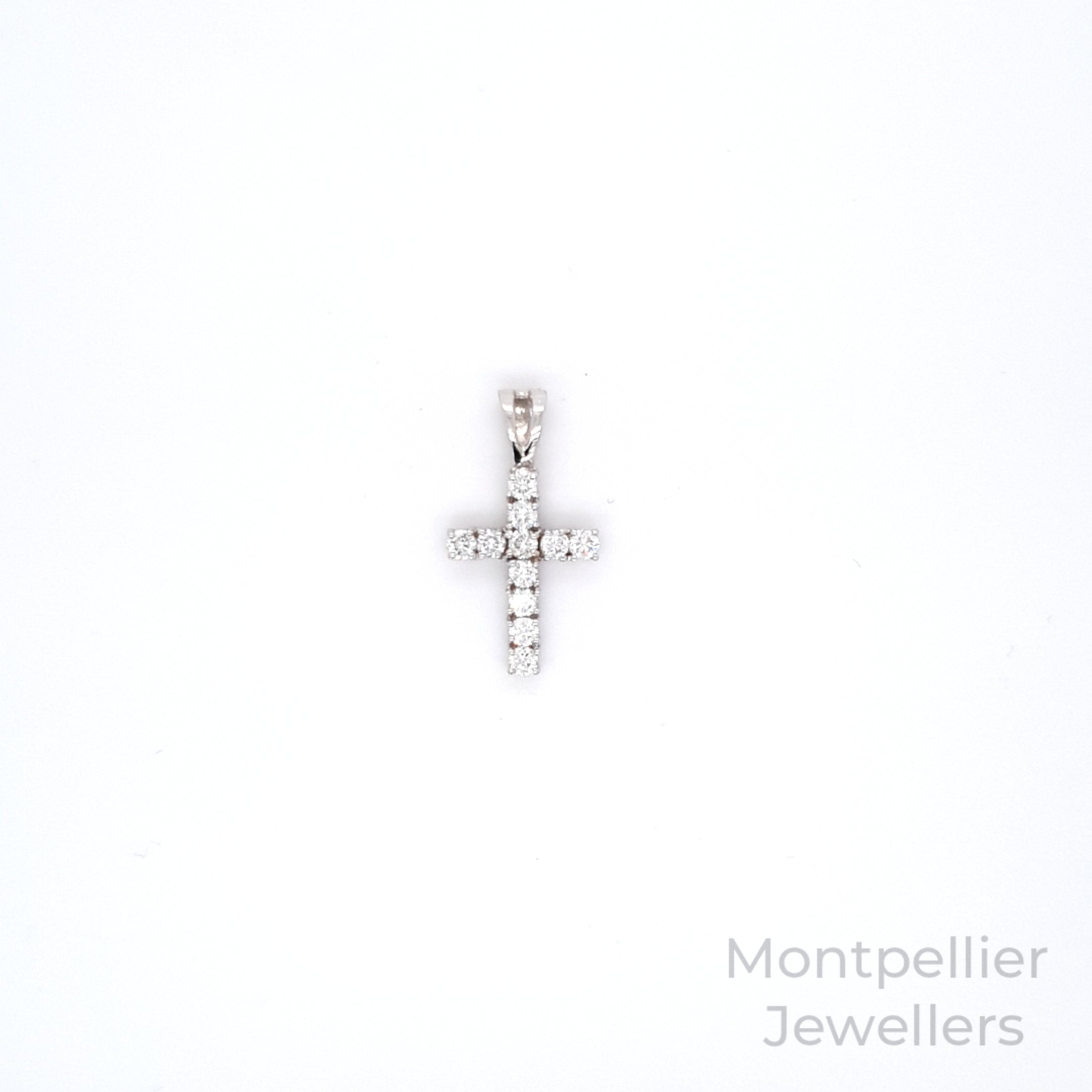 18ct White Gold 0.50ct Diamond Cross Pendant