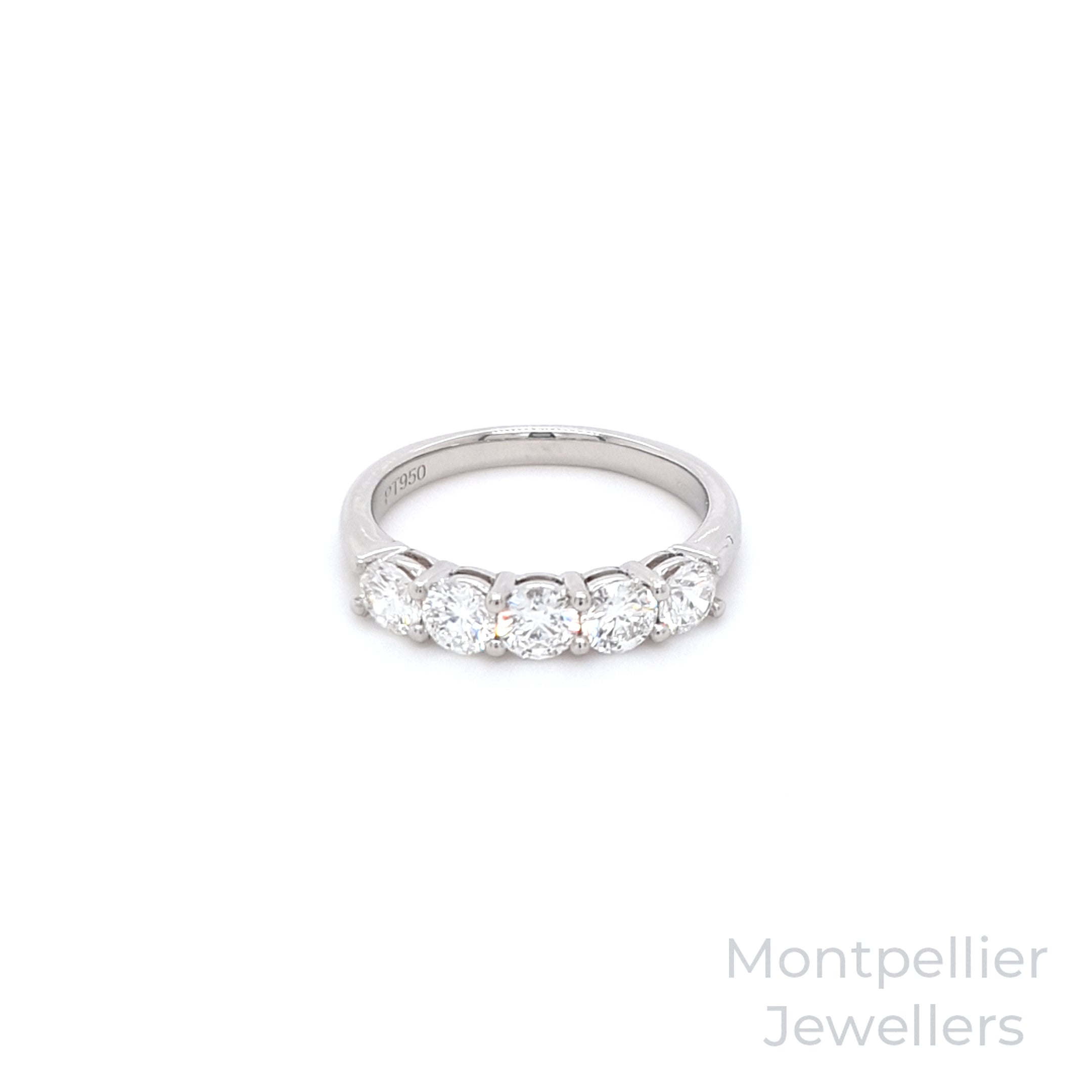 GIA G/VS 1.00ct 5 Stone Diamond Ring set in Platinum
