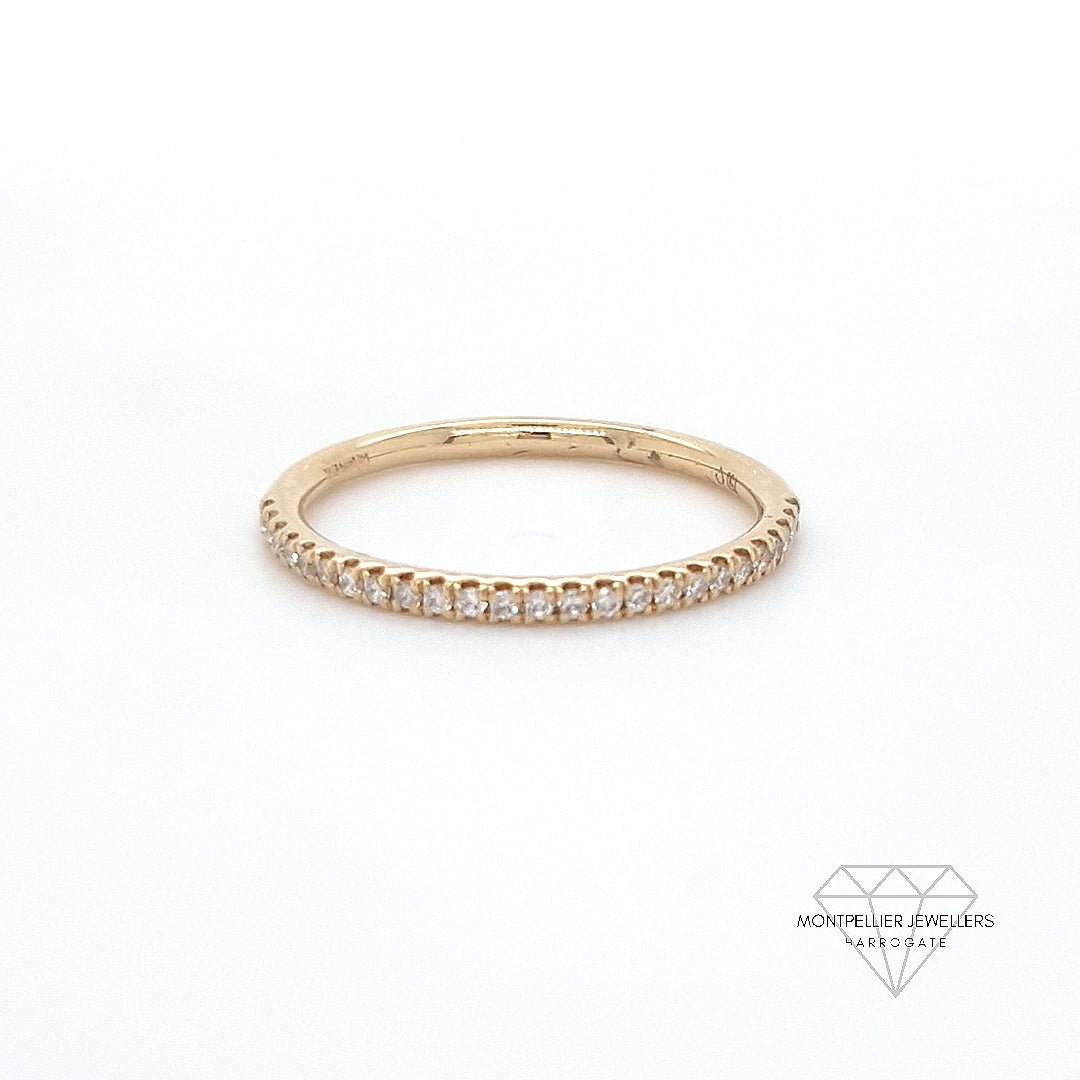18ct Yellow Gold Micro Set Diamond Half Eternity Ring 1.55mm 0.13ct
