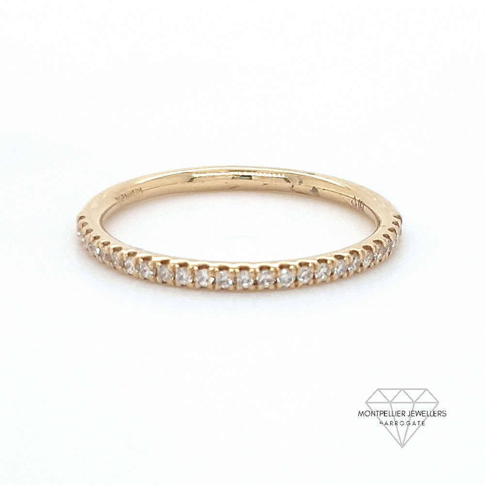 18ct Yellow Gold Micro Set Diamond Half Eternity Ring 1.55mm 0.13ct