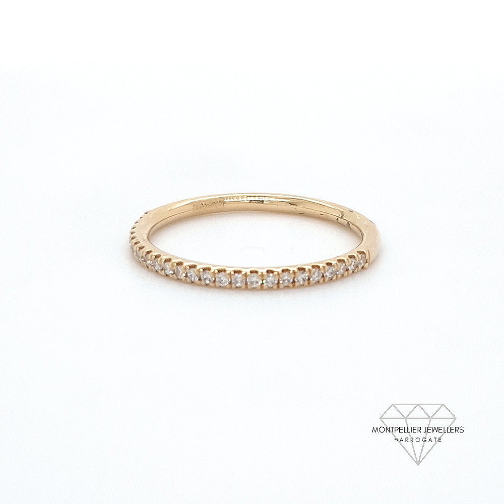 18ct Yellow Gold Micro Set Diamond Half Eternity Ring 1.55mm 0.13ct