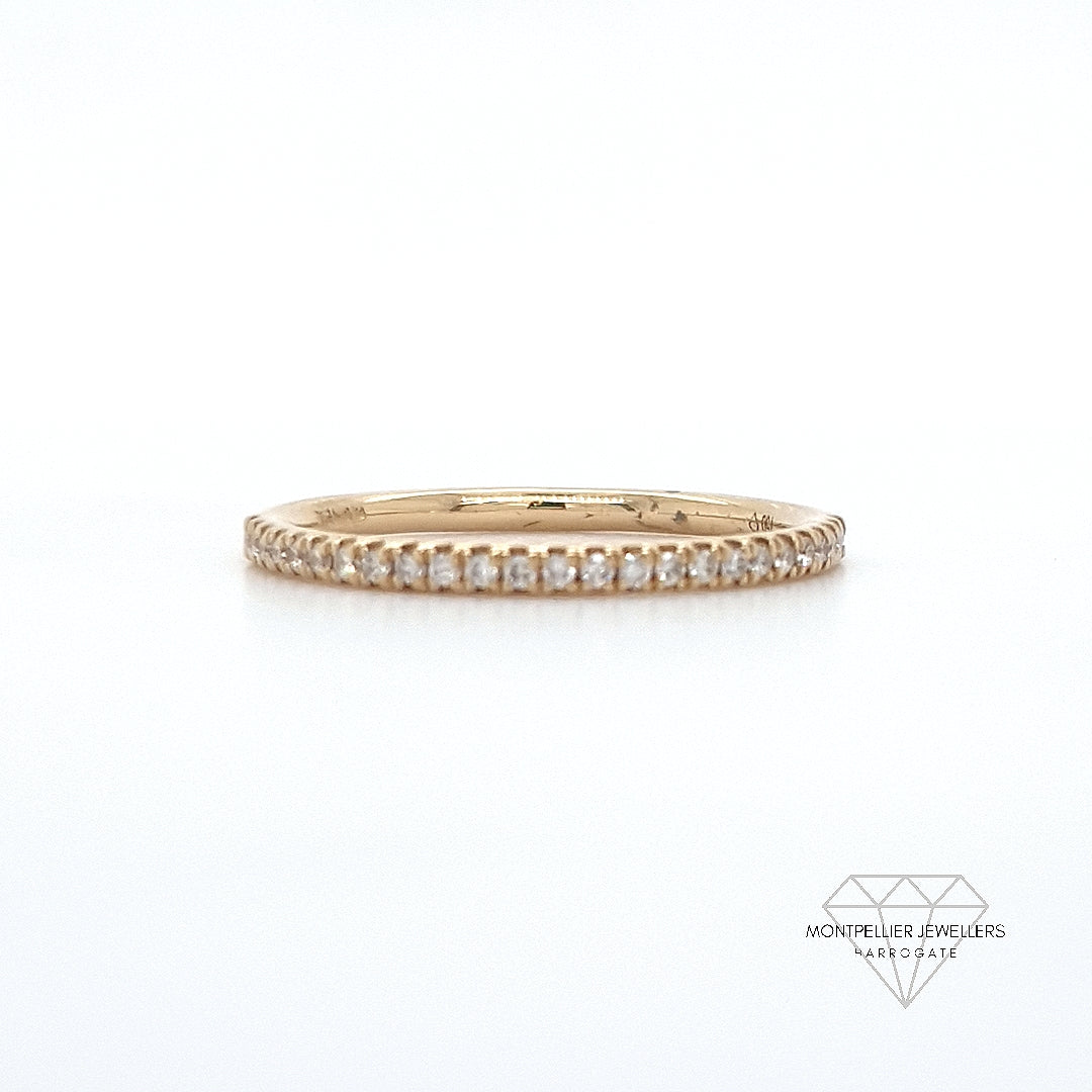 18ct Yellow Gold Micro Set Diamond Half Eternity Ring 1.55mm 0.13ct