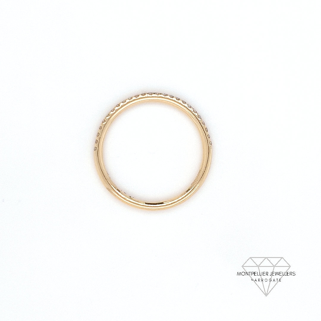 18ct Yellow Gold Micro Set Diamond Half Eternity Ring 1.55mm 0.13ct