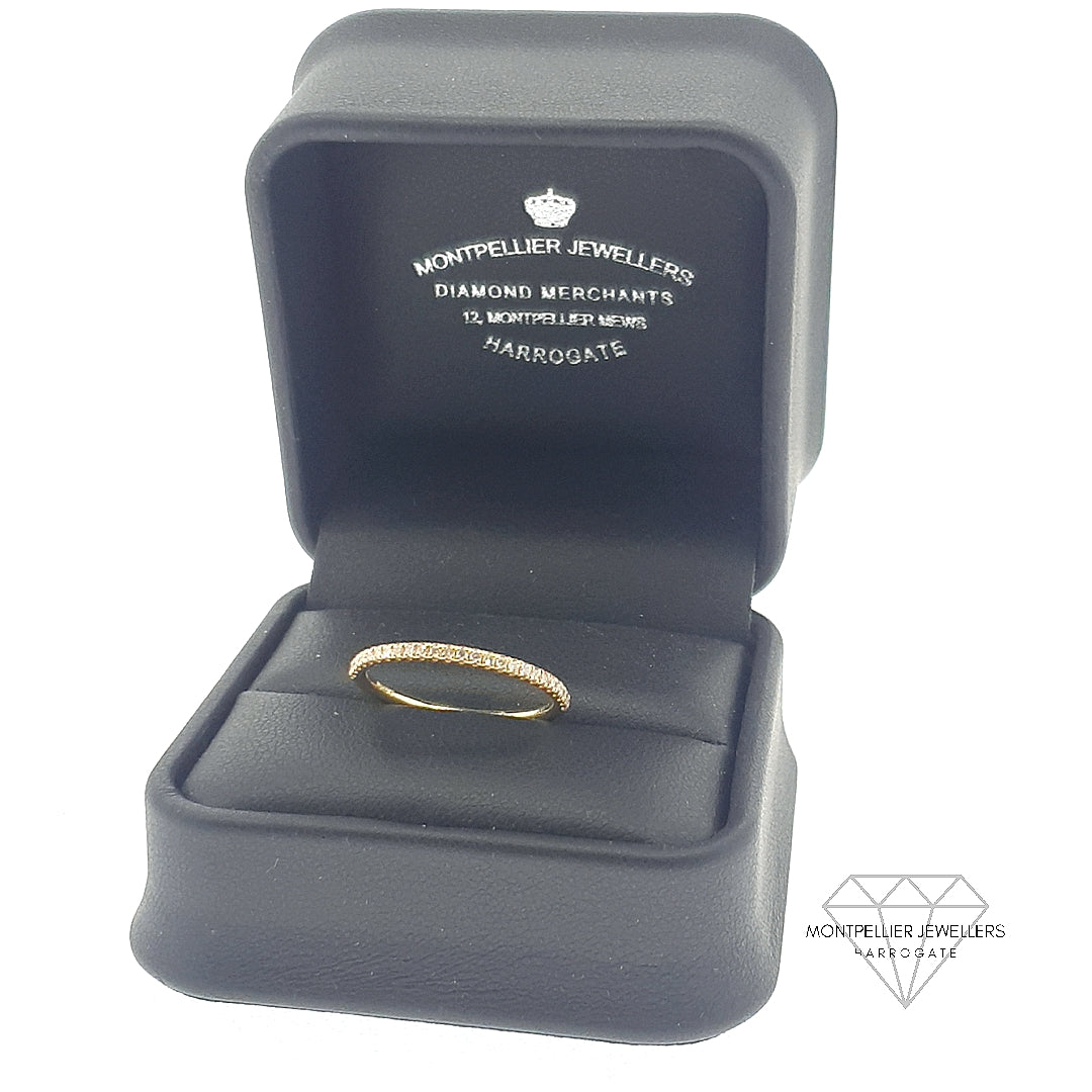 18ct Yellow Gold Micro Set Diamond Half Eternity Ring 1.55mm 0.13ct
