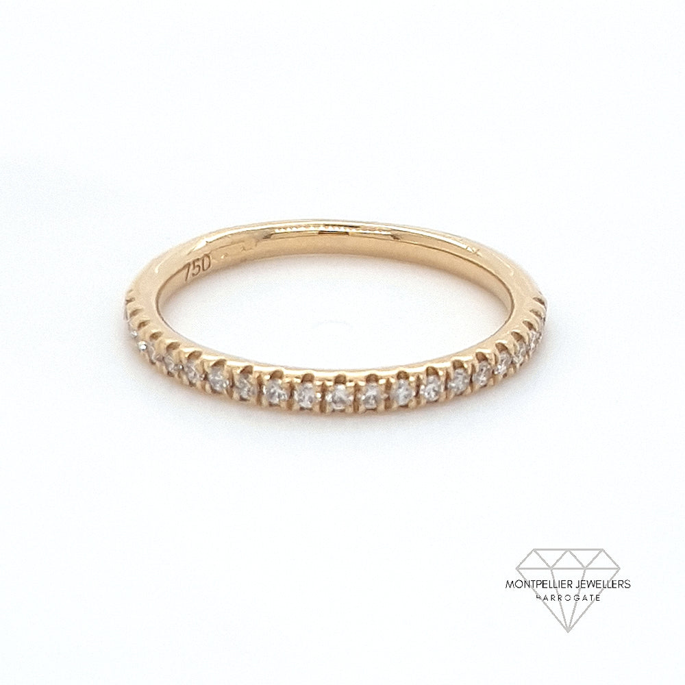 18ct Yellow Gold Micro Set Diamond Half Eternity Ring 1.90mm 0.18ct