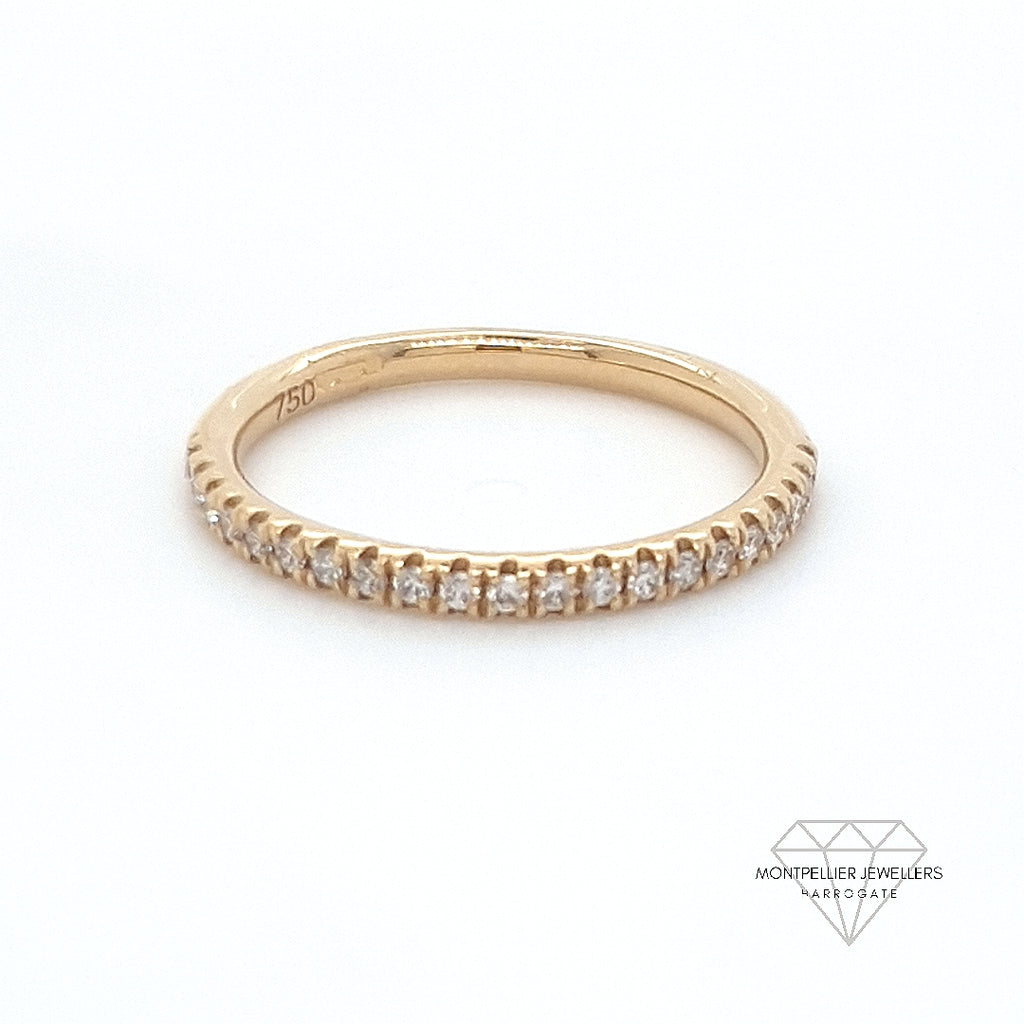 18ct Yellow Gold Micro Set Diamond Half Eternity Ring 1.90mm 0.18ct