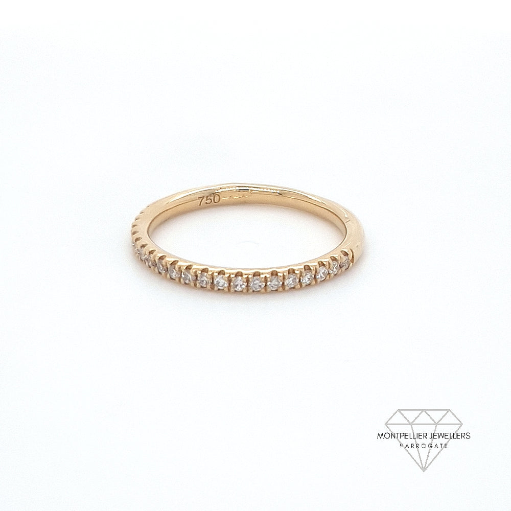 18ct Yellow Gold Micro Set Diamond Half Eternity Ring 1.90mm 0.18ct